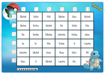plateau de jeu lecture CP à imprimer Pokémon