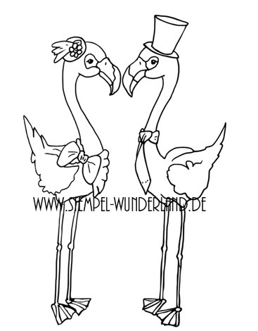 Digi Stamp Digitaler Stempel handgemacht Hochzeit Hochzeitspaar Flamingo Stempelset von www.stempel-wunderland.de