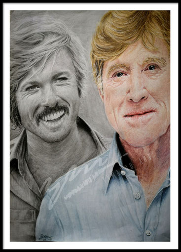 yvmalou, YvMalou Art, Now and Then, pencilart, out of Arika, The Horse Whisperer, Sundance Festival, Art, Love, painting, Artwork , Butch Cassidy and Sundance Kid, Drawing, Portrait, kunst, künstler, young and old, Robert Redford, Robert Redford Artwork