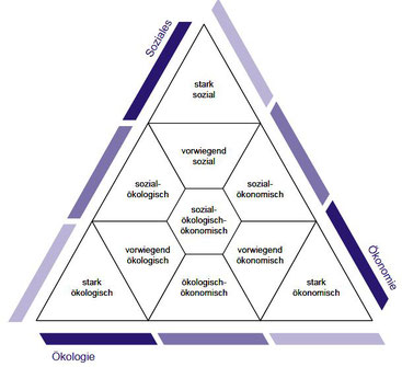Beispiel Nachhaltigkeits-Dreieck. Quelle: von Hauff & Kleine (2005)