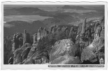 Sächsische Schweiz, Felsen am Schrammtor, Walter Hahn, Archiv W. Thiele