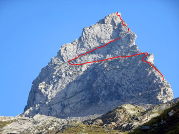 ungefährer Routenverlauf Zsigmondyspitze Südgrat (Normalweg)