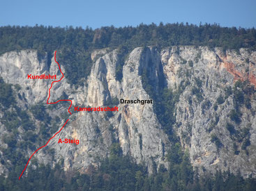 rot - Routenkombination (A-Steig - Kameradschaft - Kundfahrt)