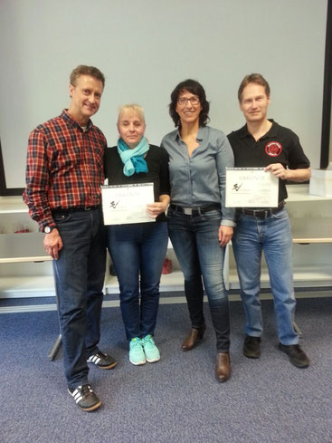 v. l.: Willm Wöllgens, Friederike Zeifang, Ulrike Maaß, Carsten Zeifang im April 2018 in Hennef