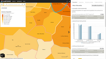 Capture d'écran de Cartoviz - Statistiques pour Vélizy-Villacoublay.
