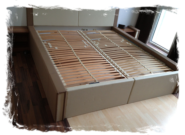 Doppelbett mit integrierten Schwerlast-Schubladen