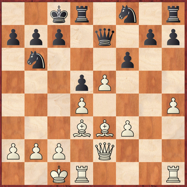 Hoffmann - Bänke: Mit 17.e5! startete Weiß hier die ersten Komplikationen und sackte nach fxe5 mit 18.Lg5 entscheidendes Material ein.