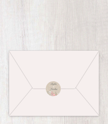 Save the date mariage numérique animé, fleurs sauvages, kraft, mappemonde, champêtre