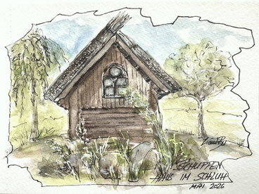 Alter Schuppen am Haus im Schluh_Urban Sketching/ MALSCHULE WORPSWEDE