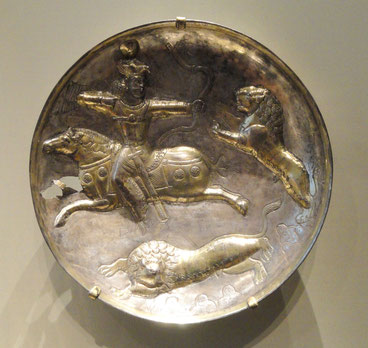 Hunting King Plate, 303 – 309 AD, Sasanian, Iran, Silver and Gilt, Cleveland Museum of Art https://upload.wikimedia.org/wikipedia/commons/b/b6/Hunting_King_Plate%2C_303-309_AD%2C_Sasanian%2C_Iran%2C_silver_and_gilt_-_Cleveland_Museum_of_Art_-_DSC08117.JPG