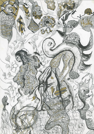 Feeding the dogs, Tusche auf Papier, 42 x 30 cm, 2007