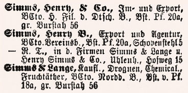 Eintrag Hamburger Adressbuch von 1893 und 1894