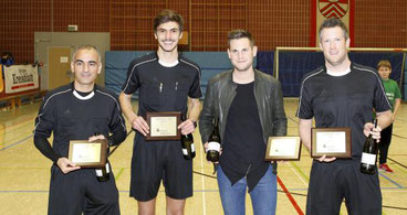 Die Schiedsrichter Yahya Budarham, Leon Reuben, Tobias Vogel und Patrick Schwarz (v.l.) hatten alles im Griff.