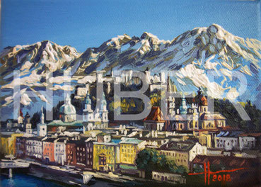 Marina Huber "Salzburg. Mountains" oil on canvas, 13x18cm