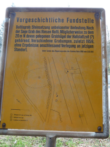 Das Bottisgrab heute - Hinweisschild. Foto Georg Ledergerber