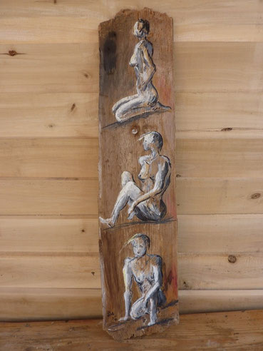 1994 "Recherche ergonomique" 25 x 103 cm Acrylique sur bois