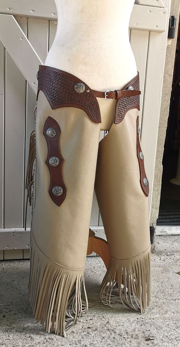 sellier equitation savoie cuir chinks chaps western cheval
