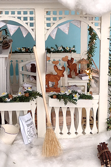 Winter-Haus 1:12 Deko basteln