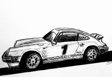 Mike Vandenhende artiste peintre designer porsche, 911, carrera, draw, sketch, black, white, smoking dandy, art, fine art, spyder, outlaw, rwb, speedster, targa, 