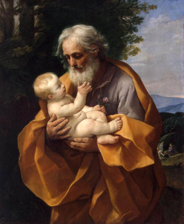 Die Darstellung in einem apokryphen Evangelium, dass Josef bei der Geburt Jesu bereits ein alter Mann war, übernahmen viele christliche Künstler wie Guido Reni im 17. Jahrhundert. Foto: Guido Reni, Public domain, via Wikimedia Commons
