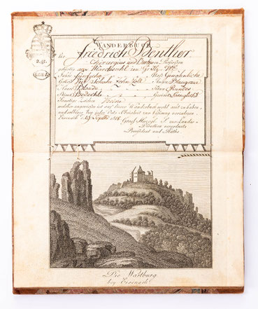 Wanderbuch des Handwerksgesellen Friedrich Benther von Marcksuhl, Chirurg und Barbier, Großherzogthum Sachsen-Weimar-Eisenach 1818