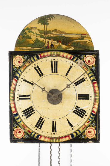 Lackschilduhr von Uhrmacher Georg Hogg aus Eisenbach. Entstanden um 1870. 