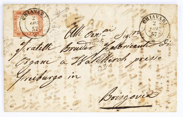 Orgelfabrik Gebrüder Bruder in Waldkirch, Brief über eine Orgelbestellung vom 2 April 1857 aus Chiavari (Italien)