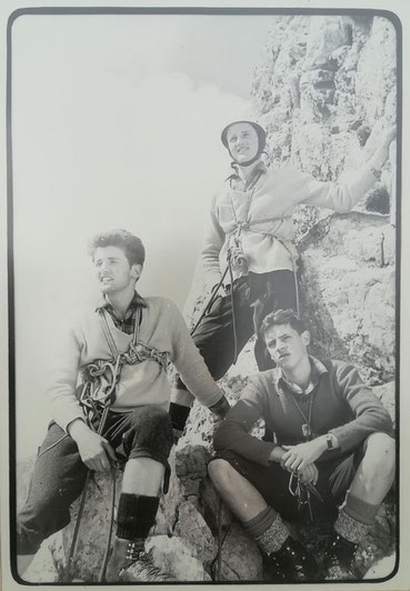 Josef Taucher, Sepp und Walter Nagl (von rechts nach links), Hochschwab Südwand um 1965, Foto © Walter Taucher