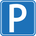 Grafik: Blaues Parkplatz Symbol.