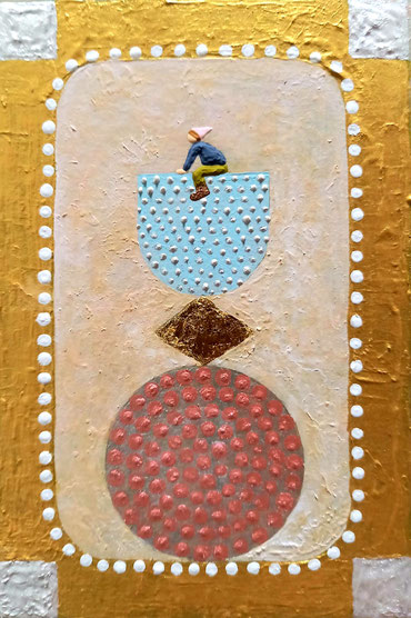 「バランスが大事」アクリル画　100×70mm　価格：￥39,600(税込)