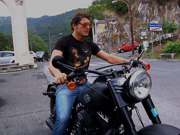Aldo Montano su Harley-Davidson
