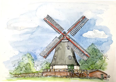 Worpsweder Windmühle_Urban Sketching/ MALSCHULE WORPSWEDE