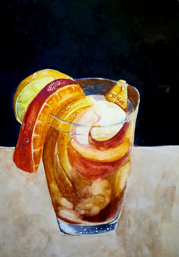 Teeglas, Aquarell, 2026