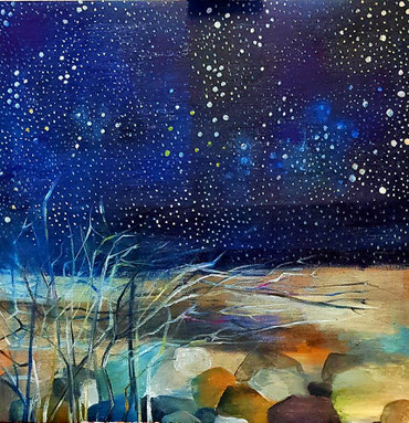 Vor dem Morgen 91 x 91 cm, Acryl, 2021 Angelika Wolf