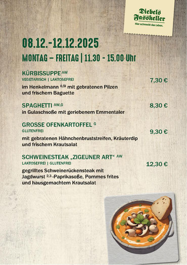 Aktuelle Wochenkarte