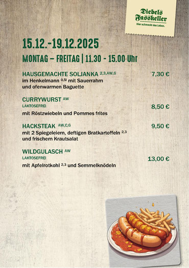 Aktuelle Wochenkarte