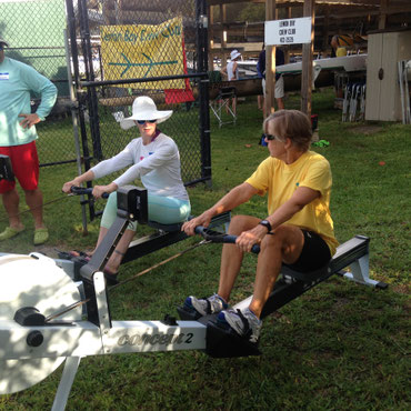 showing two ergs with both women at the catch position
