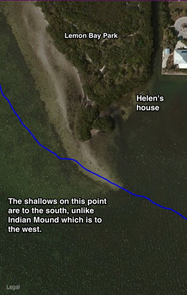 detail aerial view of the sandbar on the southern end of the park