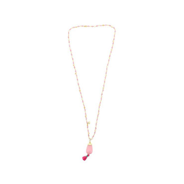 Lange Kette mit Glasperlen und Kirschachat, € 36,00.