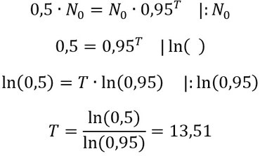 Lösung des Beispiels zur Berechnung der Halbwertszeit.