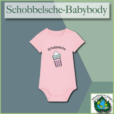 Schobbelsche Babybody in Rosa mit Babyflaschen-Motiv – Body für kleine Rheinhessenkinder