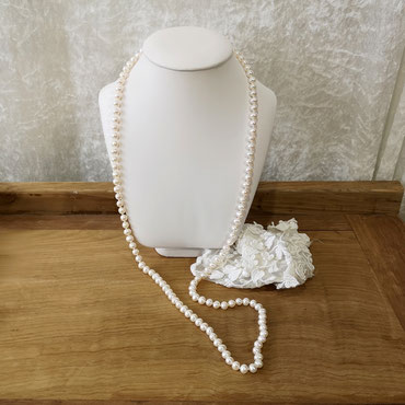 Grand collier de perles de culture, taille Rope