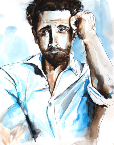 Blick in die Weite   32  x  41   Aquarell, Fineliner, Acrylweiß