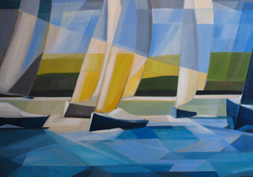 Blue sailing-boats, Acrylauf Leinwand, 70 x 100 cm, 2015