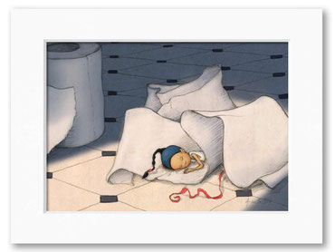 Timeliot dort dans une feille de papier toilette
