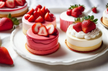 いちごのケーキが盛り付けられたお皿。