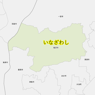 稲沢市と近辺の市の地図