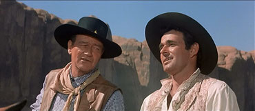 The filming site for this John Wayne scene in "The Comancheros" was King's Bottom, near Moab, Utah. 