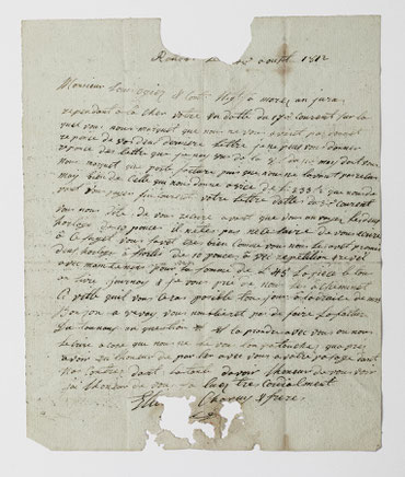 Ältester Brief der Firma Louis Ogier & Cie in Morez, vom 24. August 1812