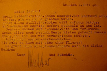 One of the last preserved letters of Walter - addressed to Hedwig and Armin Beilhack.